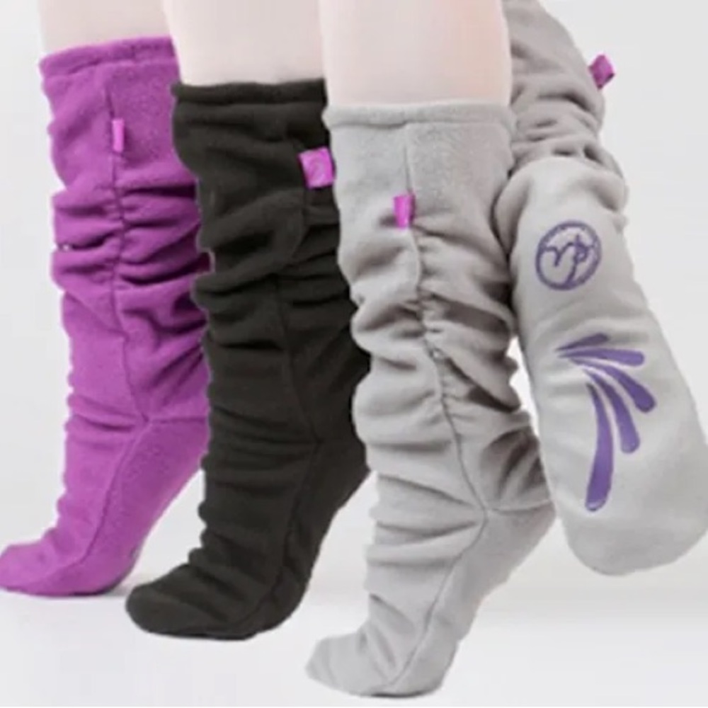 Russian Pointe Light Grey Fleece Warmup Booties Medium RP